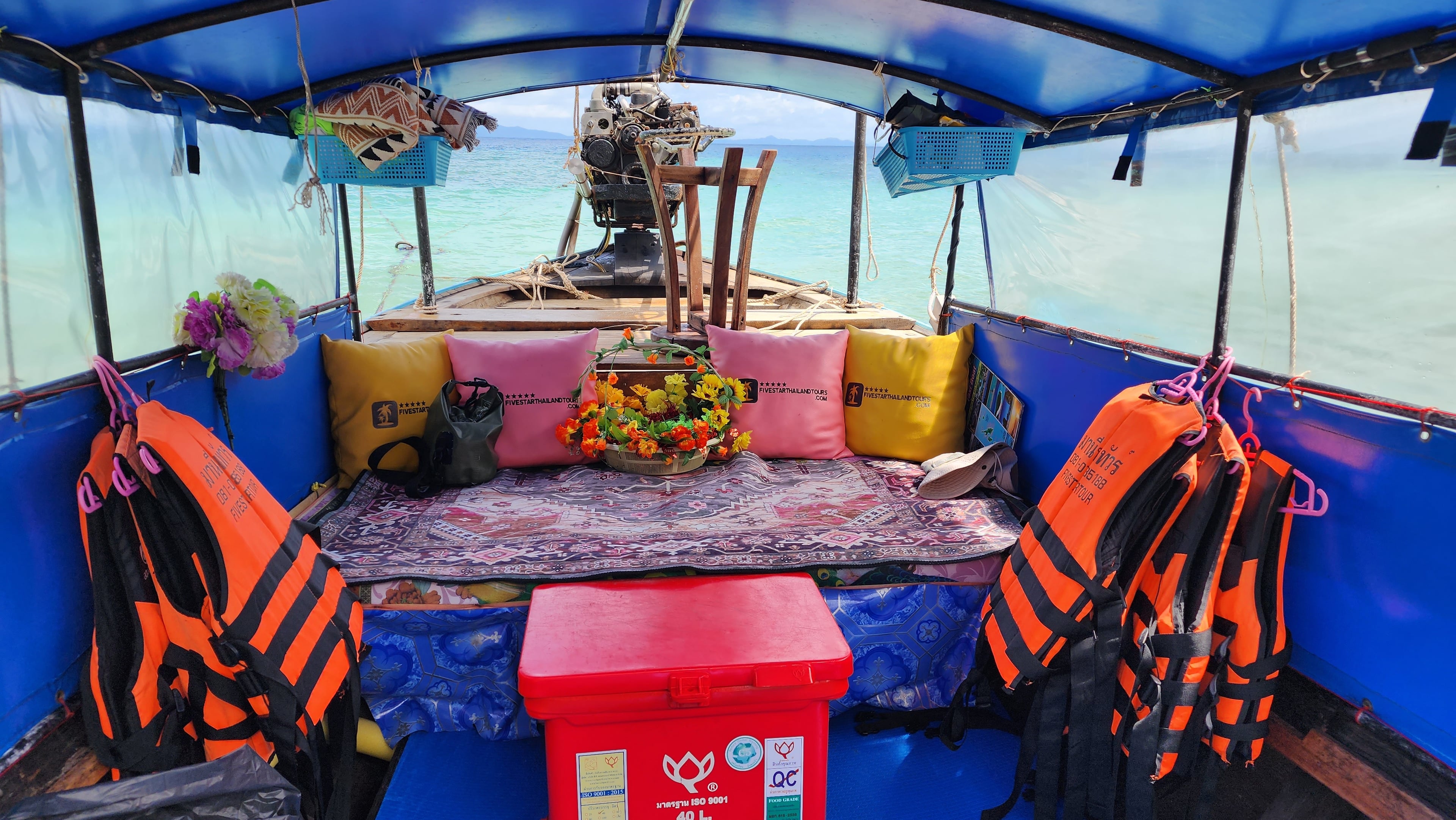 Phi Phi Islands Private Longtail Boat Tour - 03 inside seating of five star tours private longtail boat