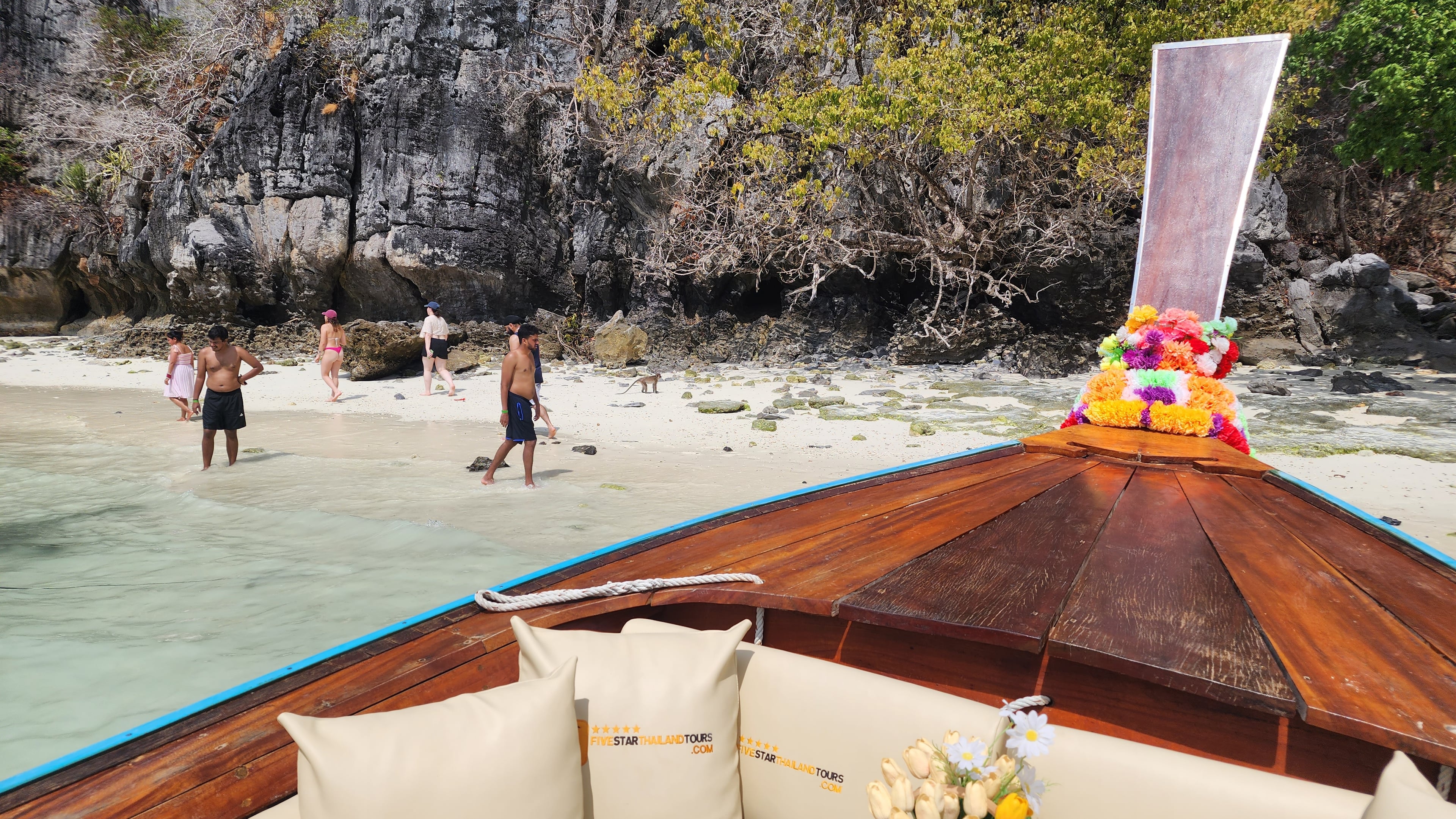 Phi Phi Islands Private Longtail Boat Tour - 05 five star thailand branded boat on phi phi beach