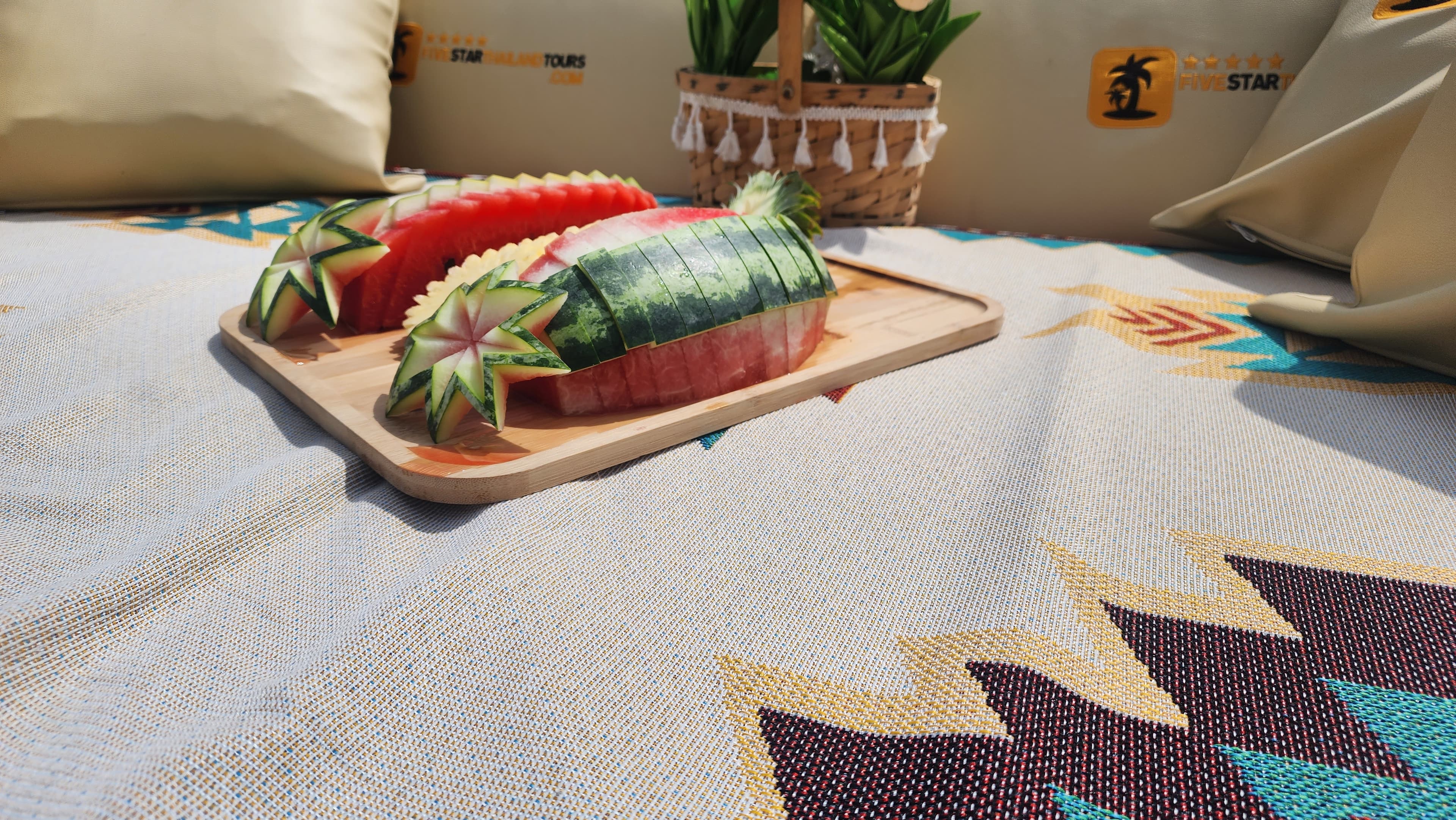 Phi Phi Islands Private Longtail Boat Tour - fresh fruits watermelon pineapple served on boat tour