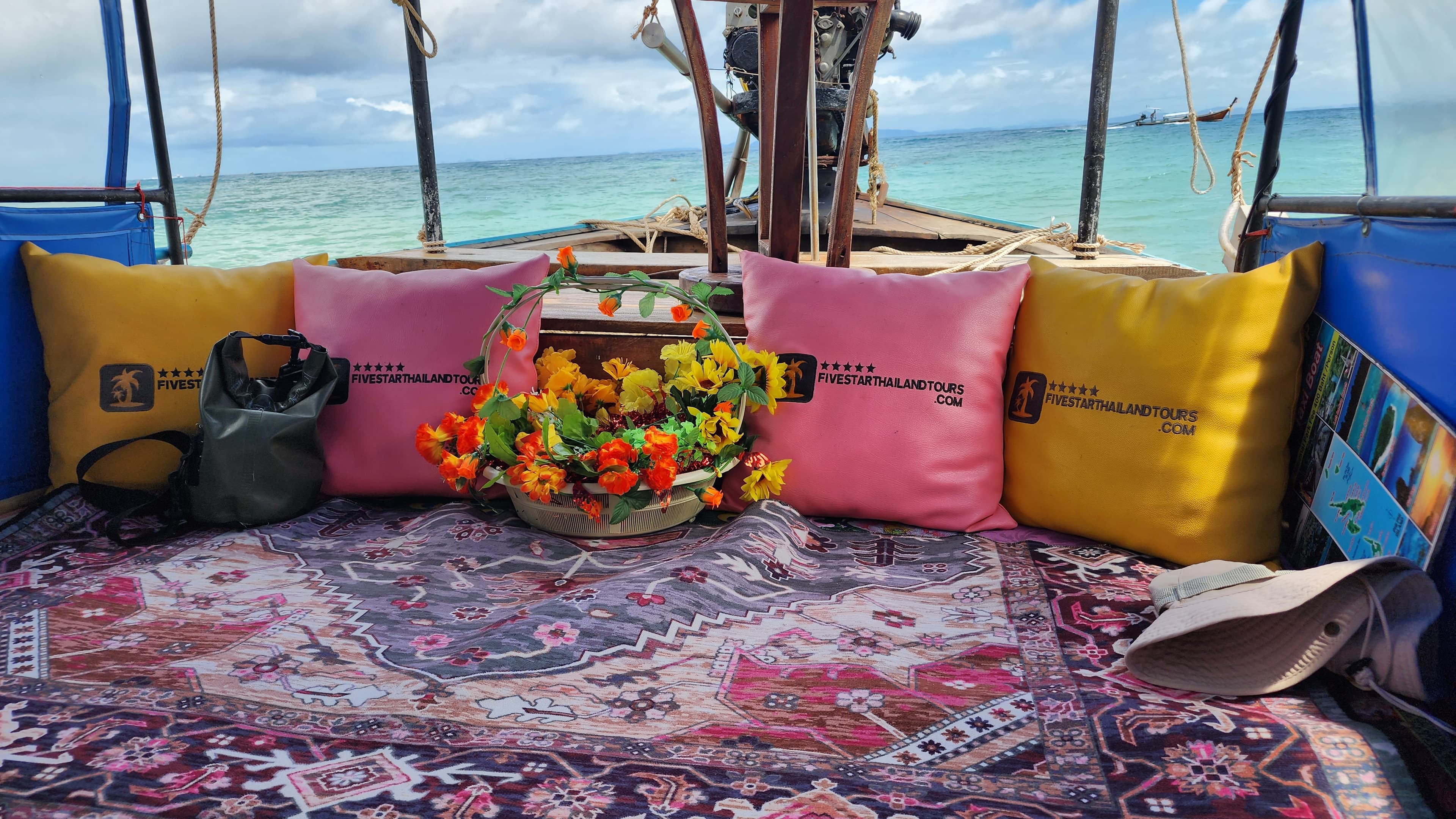 Phi Phi Islands Private Longtail Boat Tour - longtail boat thailand pillow cushion