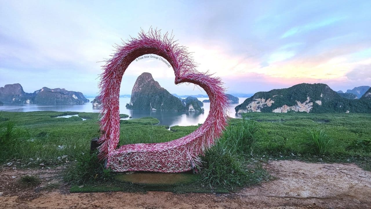 Samet Nangshee Sunrise Viewpoint & Private Longtail Boat Tour - love heart toursit instagram photo prop location tour sunrise phang nga