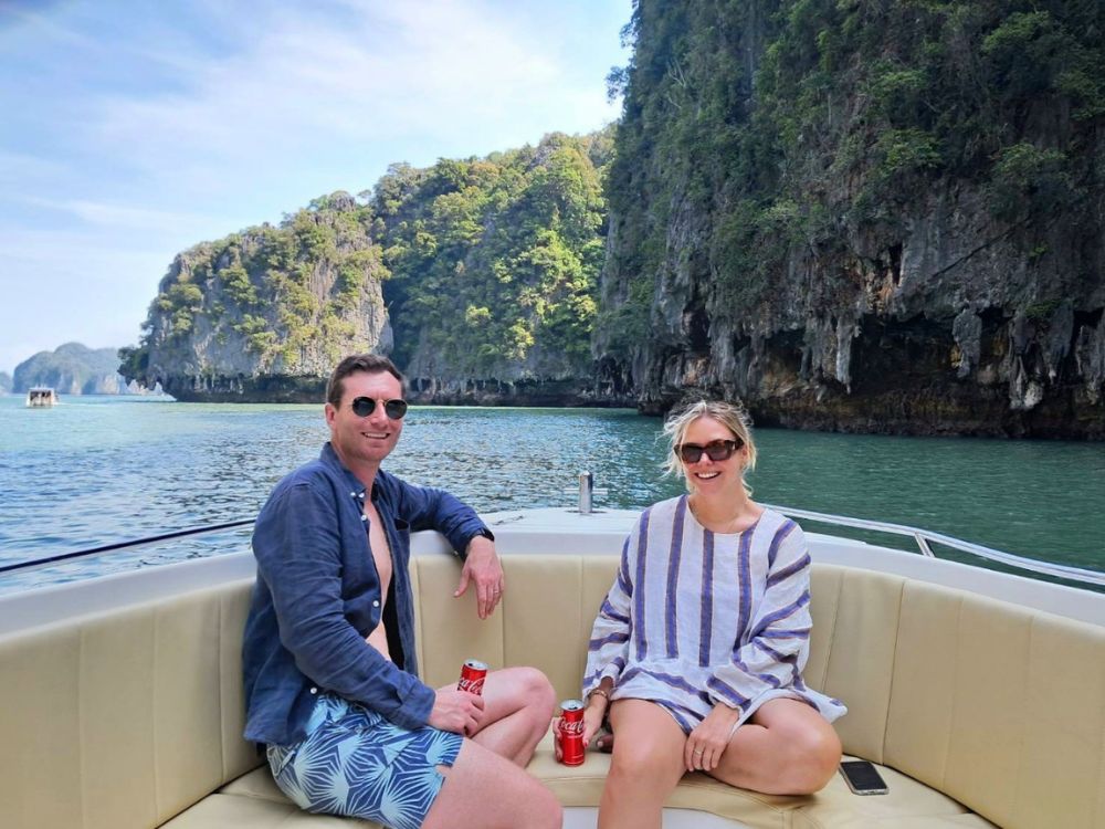 private speedboat charter sunrise tour phi phi krabi open seating area speedboat